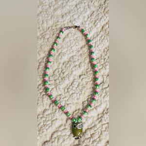 Handmade Green Owl Necklace